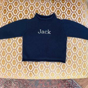Tuckernuck blue monogramed "Jack" roll neck sweater, size 12mo